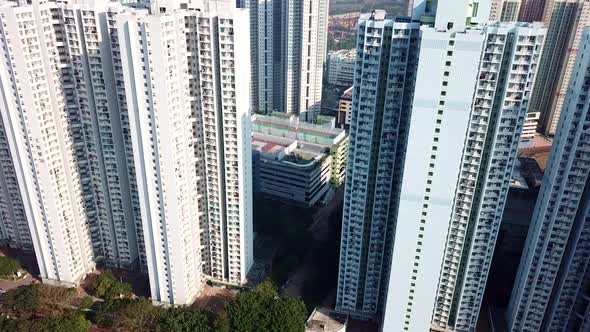 Aerial view of residential district in Hong Kong alt