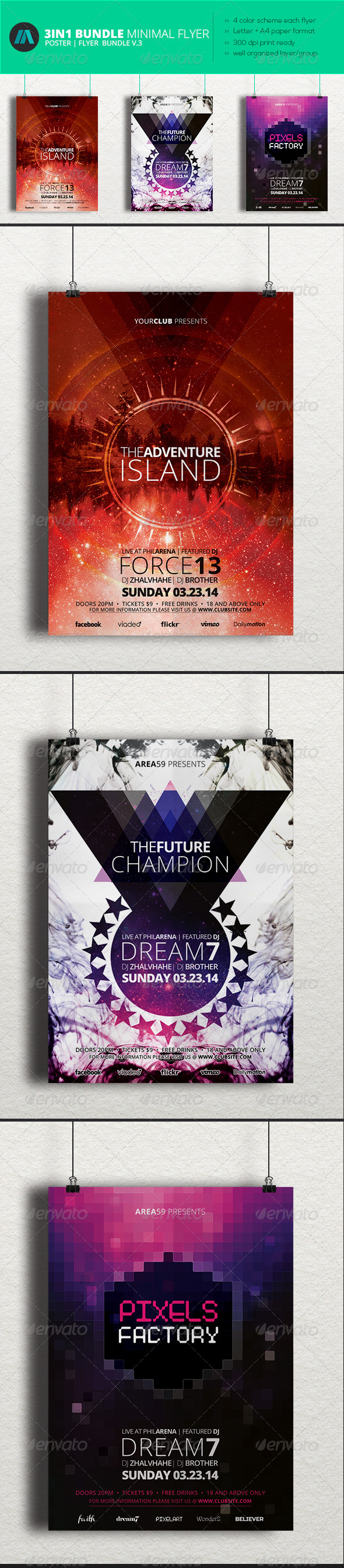 Minimal Flyer Bundle 3 - Clubs & Parties Events