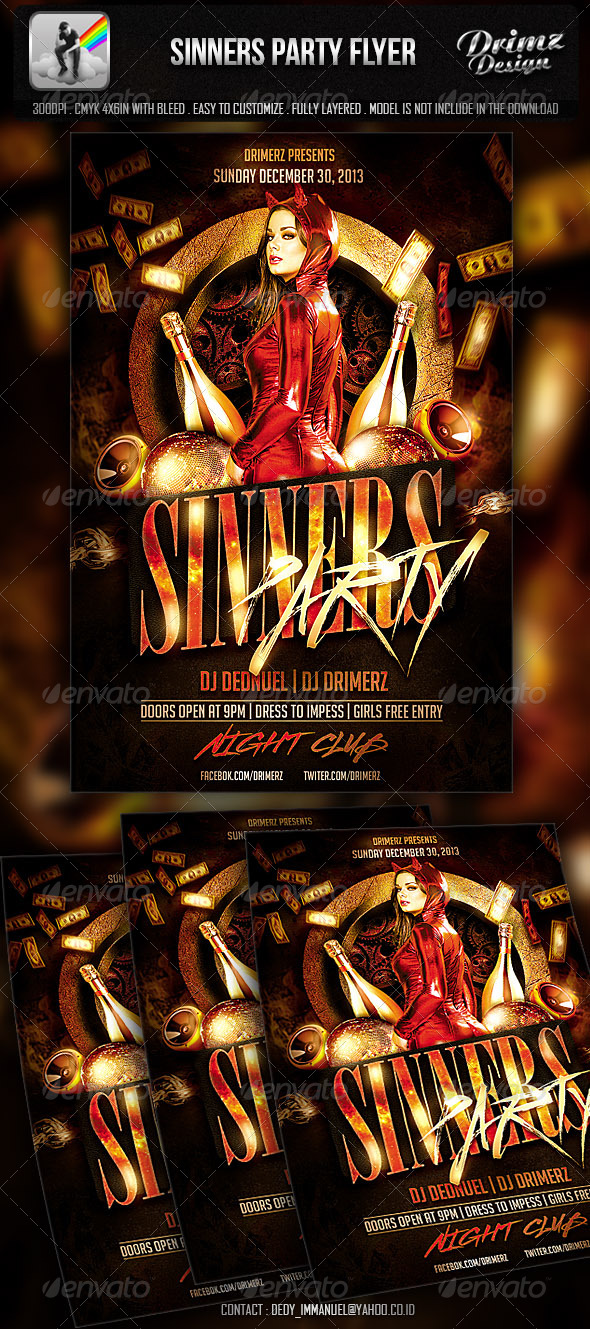 Sinners Party Flyer - Events Flyers