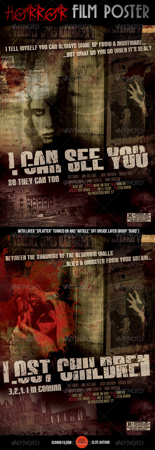 Horror Film Poster - Grunge Business Cards