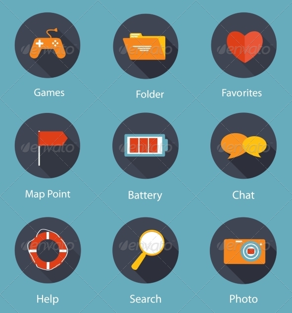 Set of Flat Icons Vector Illustration - Web Technology