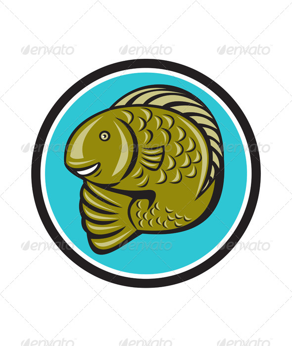 Trout Fish Jumping Circle Cartoon - Animals Characters