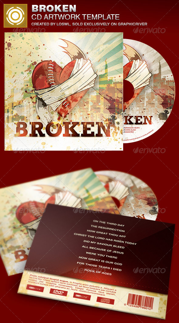 Broken CD Artwork Template - CD & DVD Artwork Print Templates