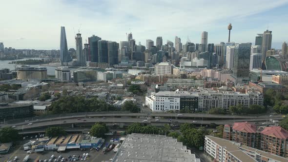 Aerial view city of Sydney CBD over the famous Fish Market alt