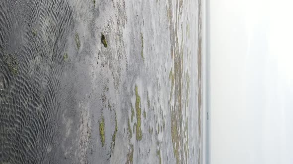 Zanzibar Tanzania  Vertical Video of Low Tide in the Ocean Near the Coast Slow Motion alt