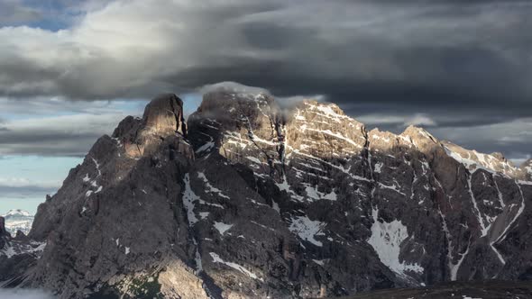 Time Lapse Cloudscape over Mountain in Dolomites Italy