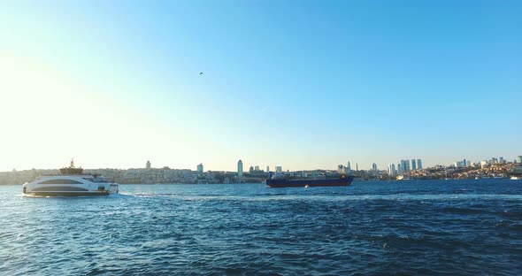 Istanbul. Uskudar view at sunset in Turkey.