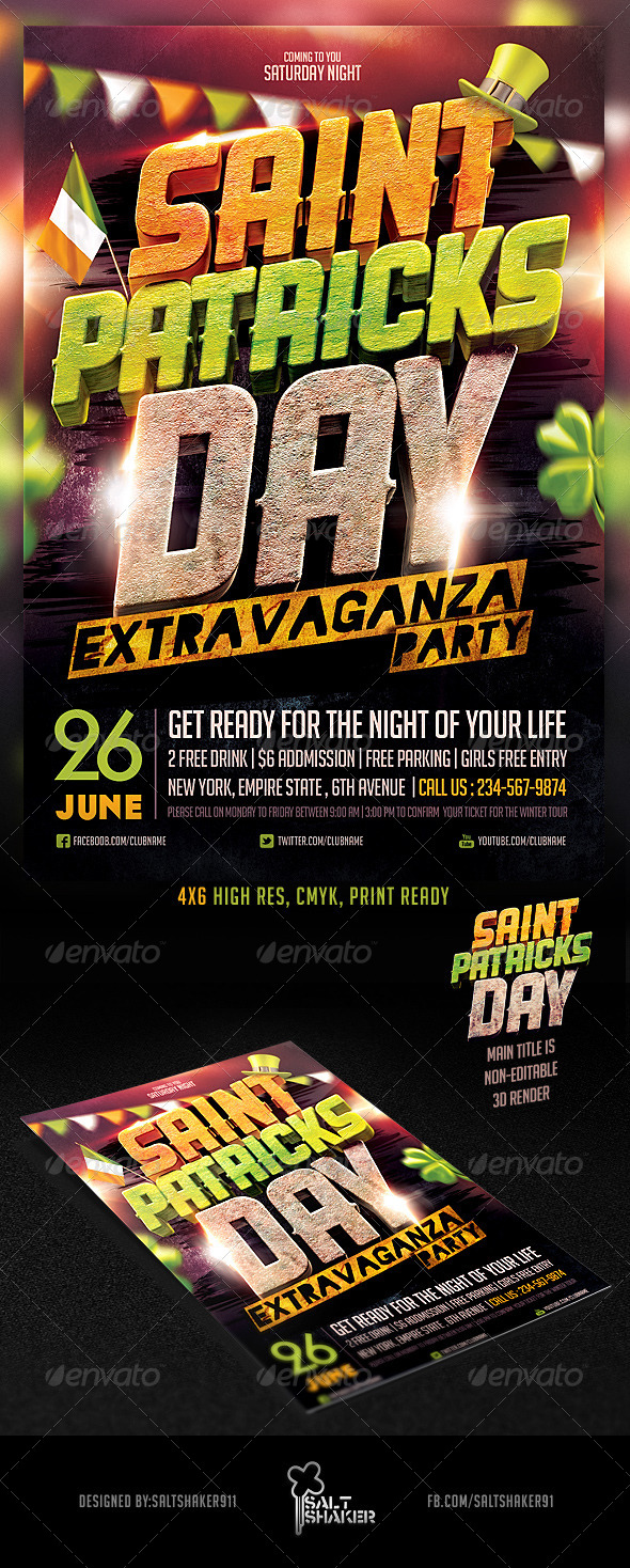 Saint Patrick's Day Party Flyer v.2 - Holidays Events