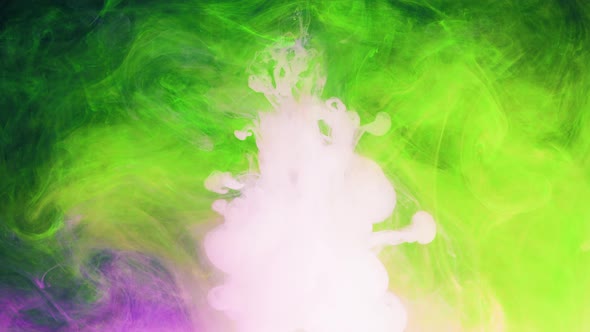 Inverted Ink Drop In Neon Green Liquid Water