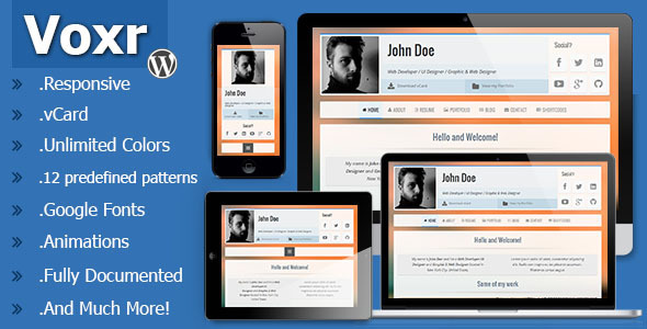Voxr - Responsive vCard WordPress Theme