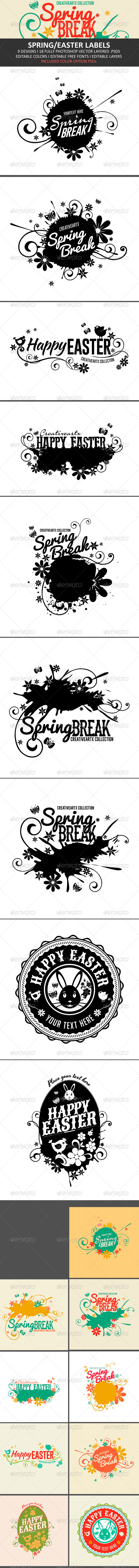 Spring/Easter Labels - Badges & Stickers Web Elements