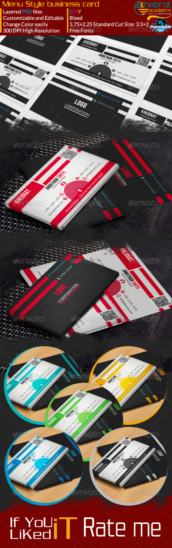 Menu Style Corporate Business Card V02 - Corporate Business Cards