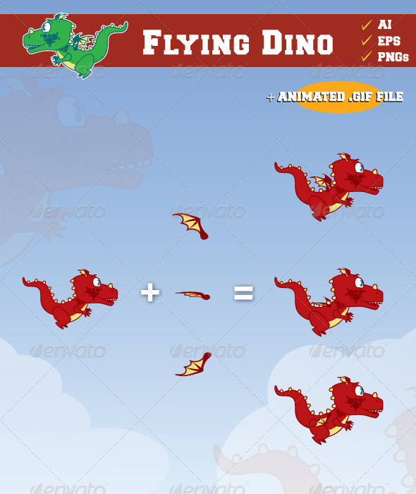 Flying Dino - Sprites Game Assets