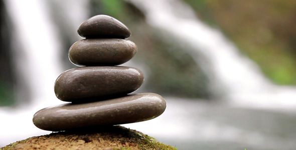 Stacked Zen Stones And Waterfall By Nspasov Videohive
