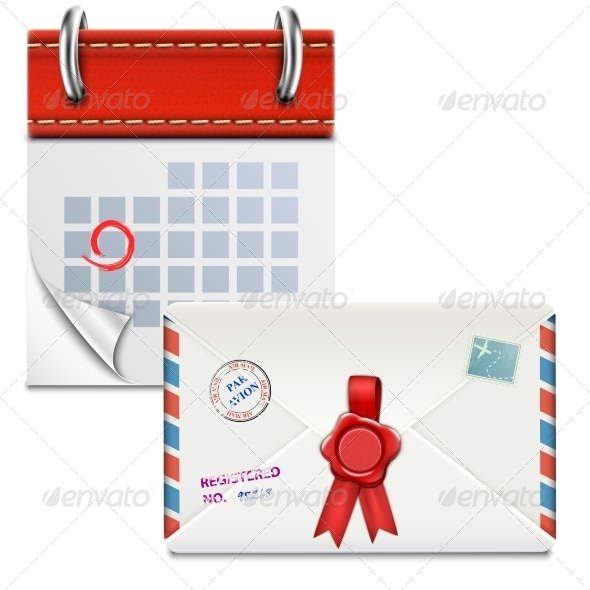 Loose-Leaf Calendar with Closed Envelope - Man-made Objects Objects