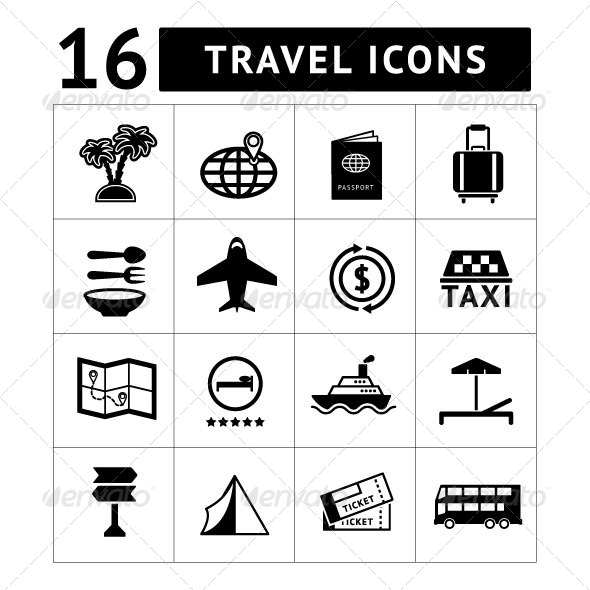 Set icons of travel, tourism - Man-made objects Objects