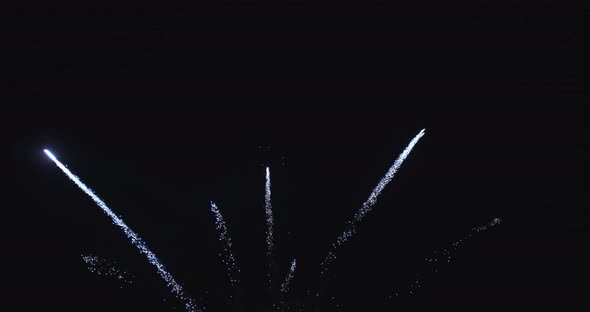 white crossette of fireworks tangled in the air