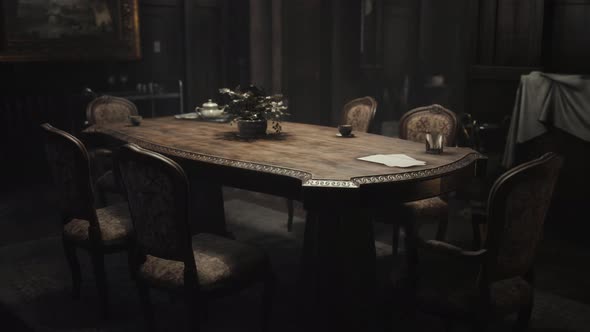 Old Wooden Table in Classic Interior