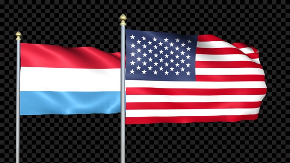 Luxembourg And United States Two Countries Flags Waving alt