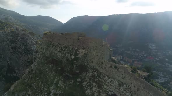 Aerial View of the Old Fortress of the City of Kotor