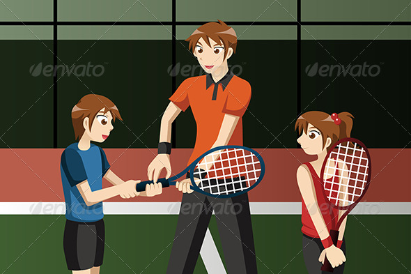 Kids in a Tennis Club with the Instructor - Sports/Activity Conceptual
