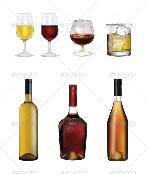 Bottles and Glasses - Food Objects