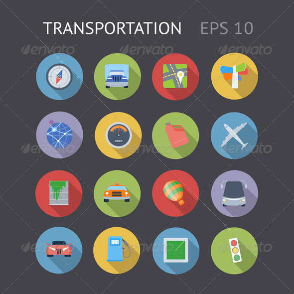 Flat Icons For Transportation - Business Icons