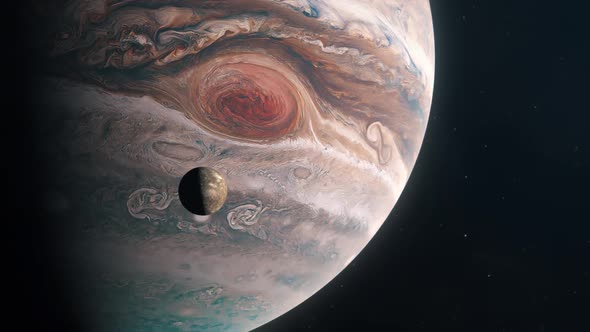 The Moon Callisto Orbiting the Gas Giant Planet of Jupiter