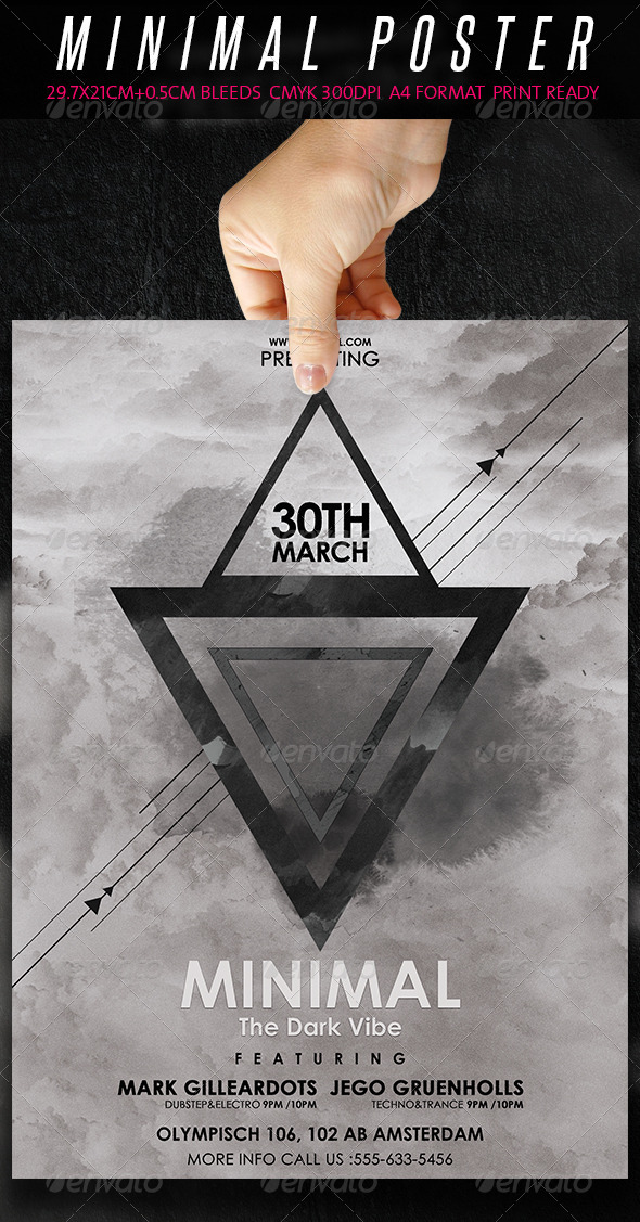 Minimal Flyer/Poster - The Dark Vibe - Clubs & Parties Events