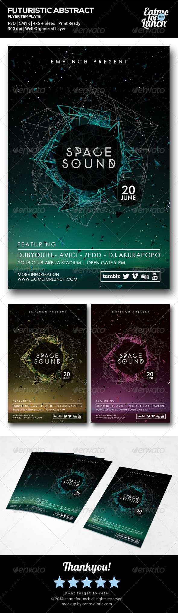 Futuristic Electronic/Club Flyer Templates - Clubs & Parties Events