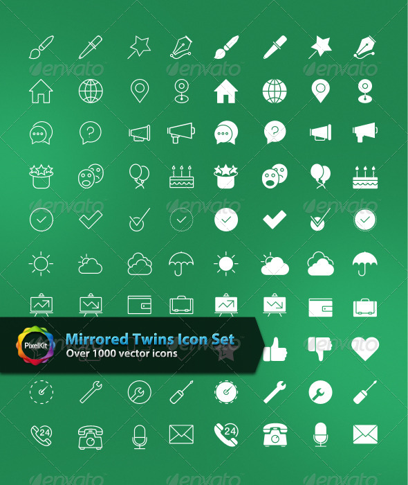 Mirrored Twins Icon Set - Web Icons
