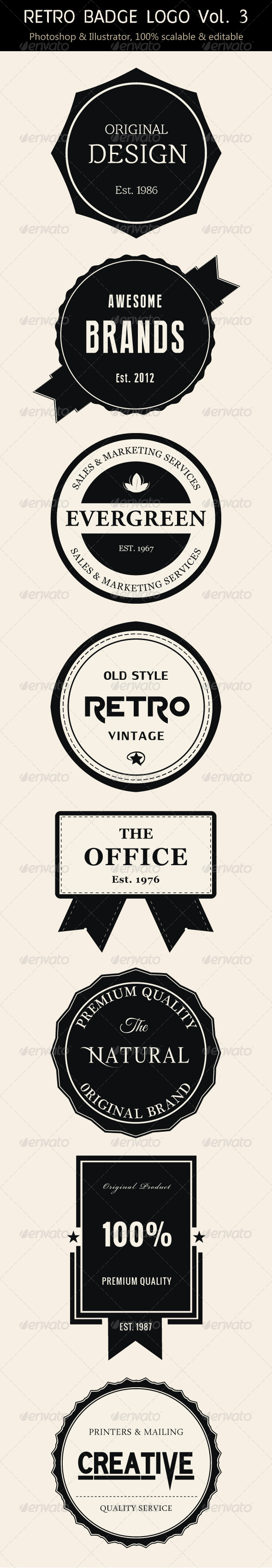 Retro Badge Logo Vol. 3 - Badges & Stickers Web Elements