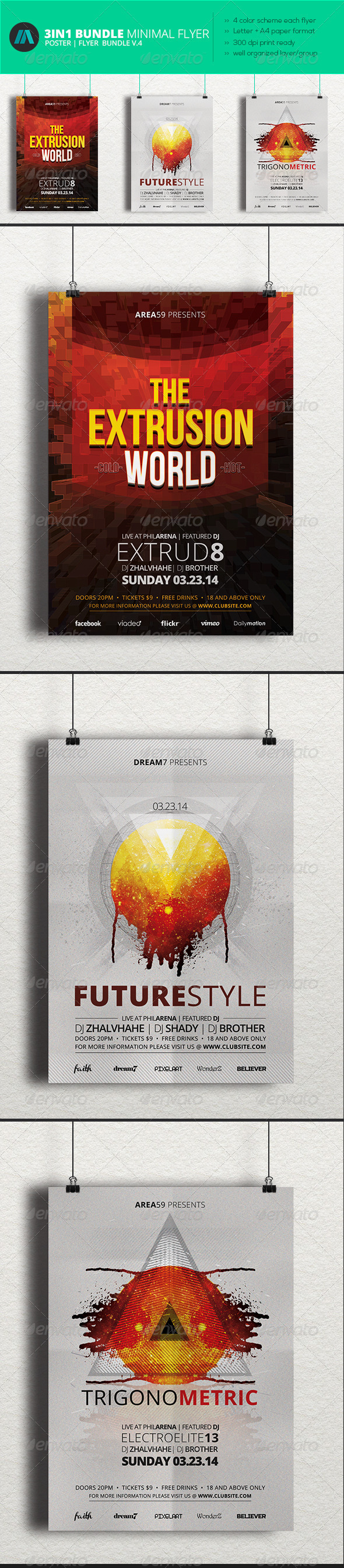 Minimal Flyer Bundle 4 - Clubs & Parties Events