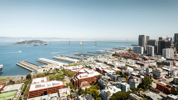 Aerial Time Lapse of San Francisco and Bay Bridge, San Francisco, California, USA
