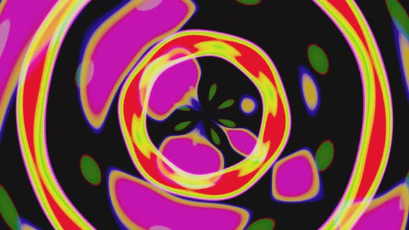 Psychedelic circle abstract color looped background. Vj loop. Rendering.