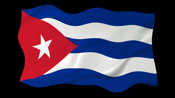 Cuba Waving Flag Animated Black Background