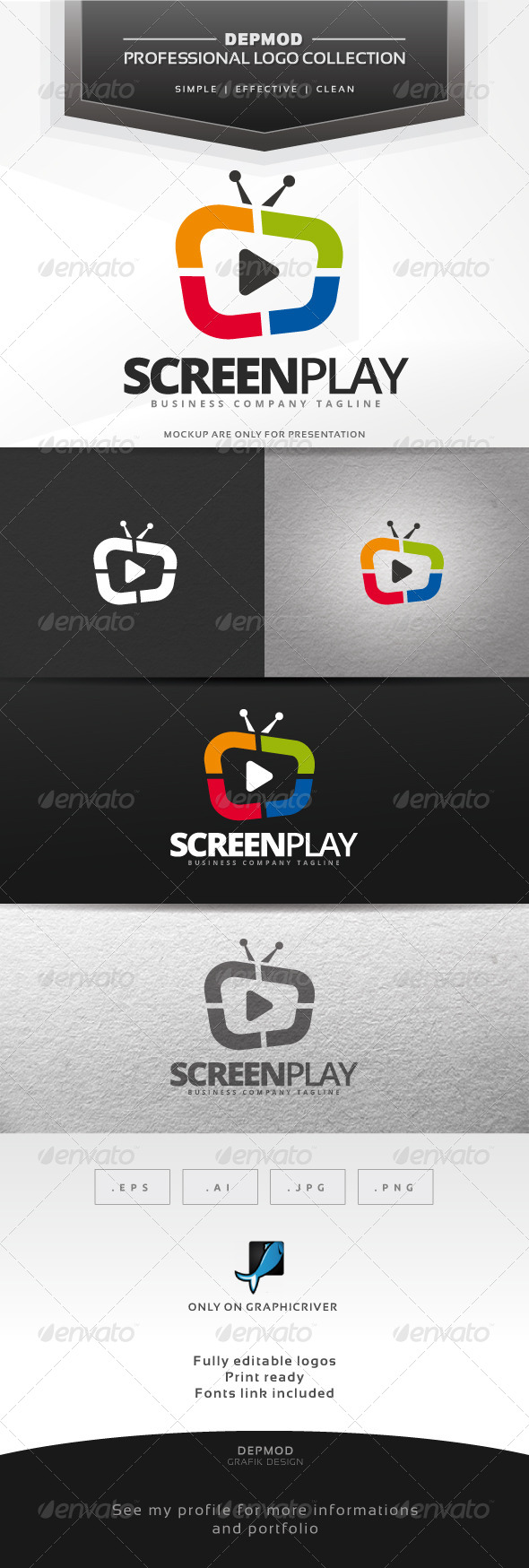 Screen Play Logo - Symbols Logo Templates