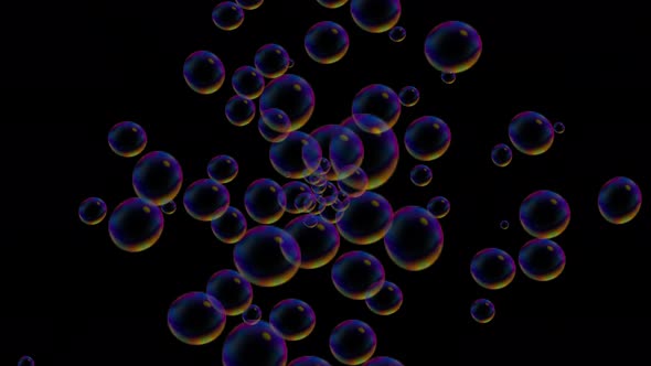 abstract colorful Bubbles in water grows from bottom to top filling space. alt