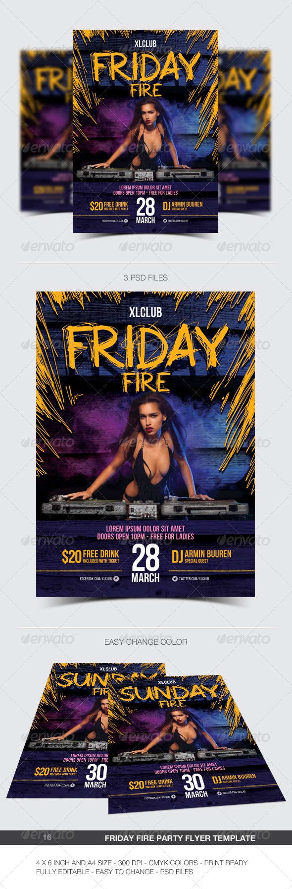 Friday Fire Party Flyer / Poster - 16 - Clubs & Parties Events