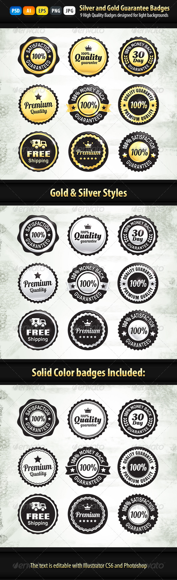 9 Gold And Silver Quality Guarantee Badges - Badges & Stickers Web Elements