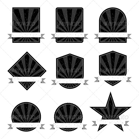Black and White Retro Labels - Decorative Symbols Decorative
