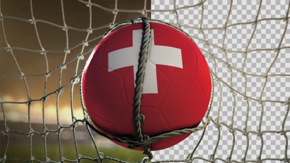 Soccer Ball Scoring Goal Night Frontal - Switzerland