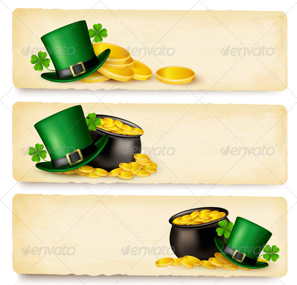 Three Saint Patrick Day Banners with Lover Leaves - Miscellaneous Seasons/Holidays