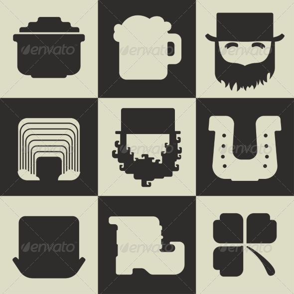 Set of Flat Irish St. Patricks Day Icons - Miscellaneous Seasons/Holidays