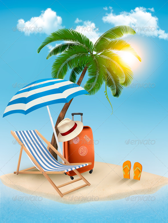 Travel Background with Tropical Island - Travel Conceptual