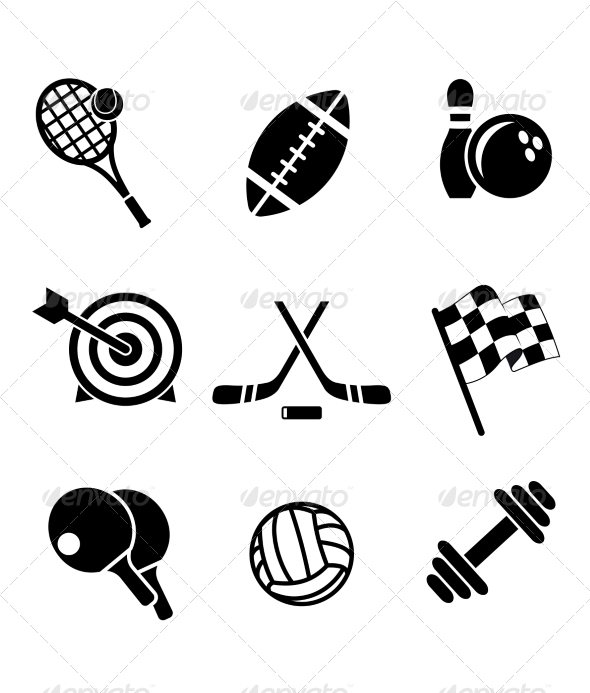 Black and White Sporting Icons - Sports/Activity Conceptual