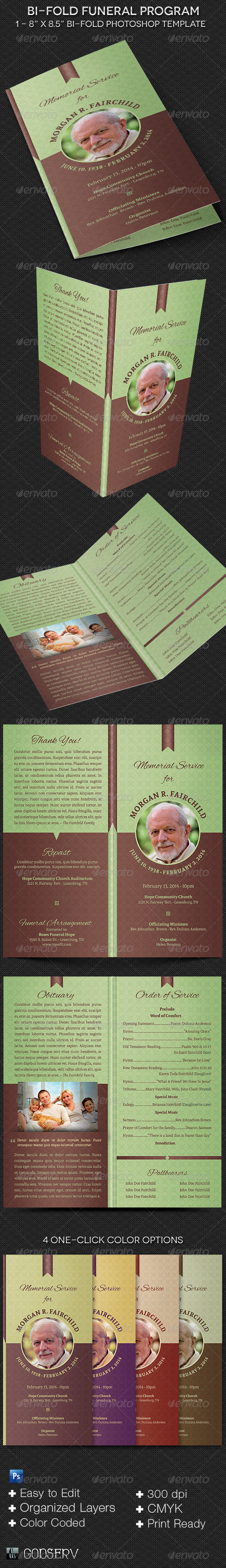 Bi fold Funeral Program Template By Godserv GraphicRiver