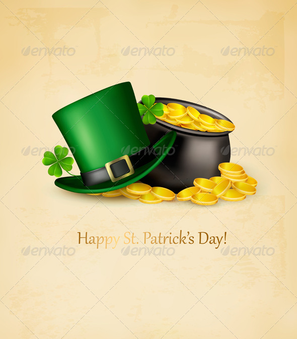 Saint Patricks Day Background with Clover Leaves - Miscellaneous Seasons/Holidays