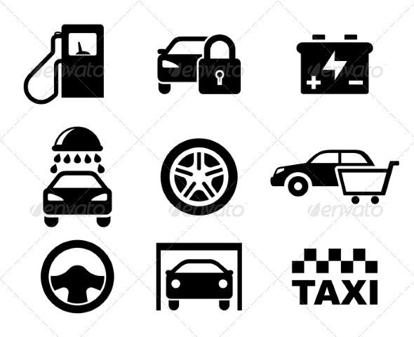 Black and White Car Service Icons - Miscellaneous Vectors