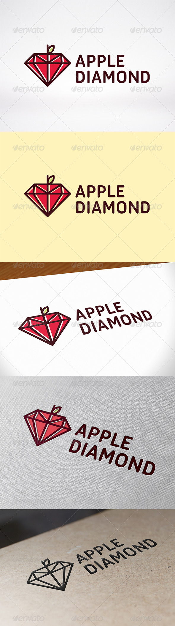 Apple Diamond Logo Template - Food Logo Templates